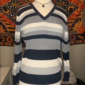 🖤 Monochrome Striped V-Neck Sweater 🖤